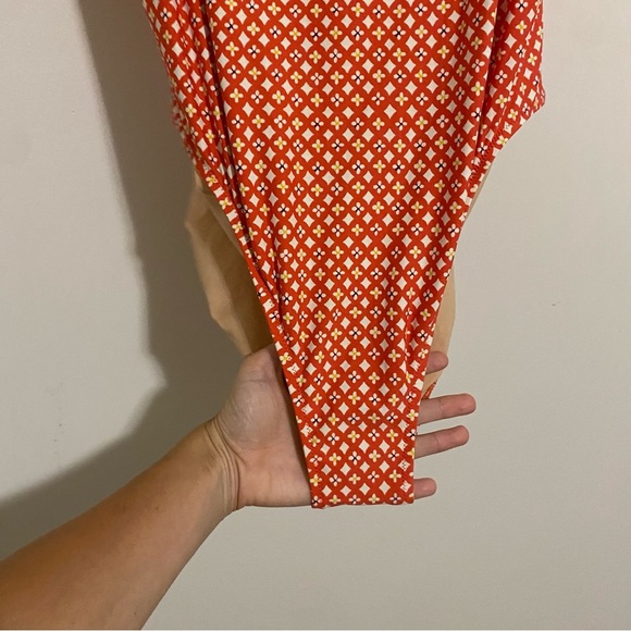 J. Crew Red Patterned One Piece Swimsuit size 16 - Picture 3 of 8